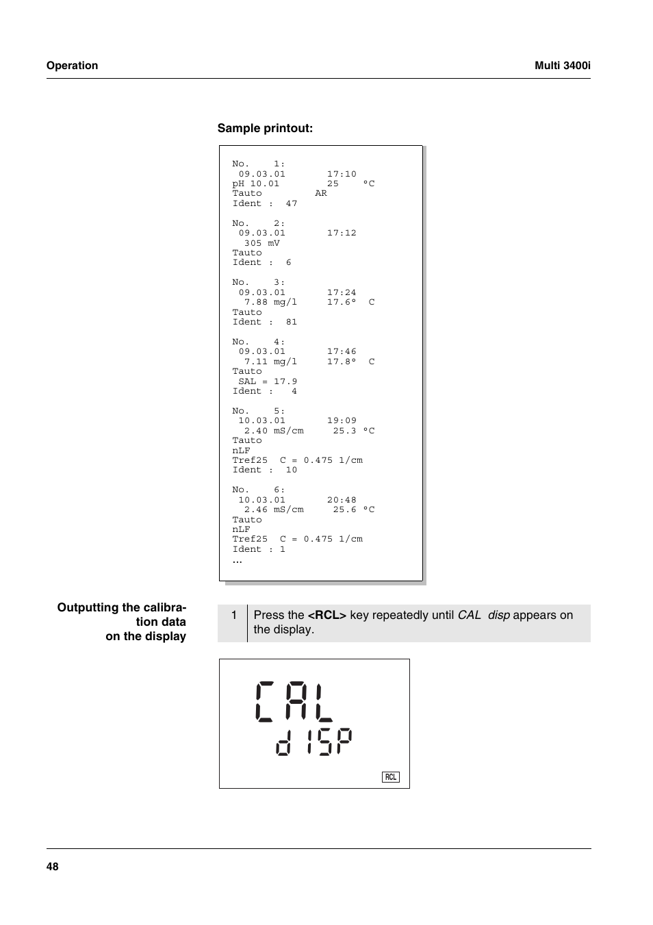 C a l | Xylem MULTI 3400 MULTI-PARAMETER METERS User Manual | Page 48 / 85