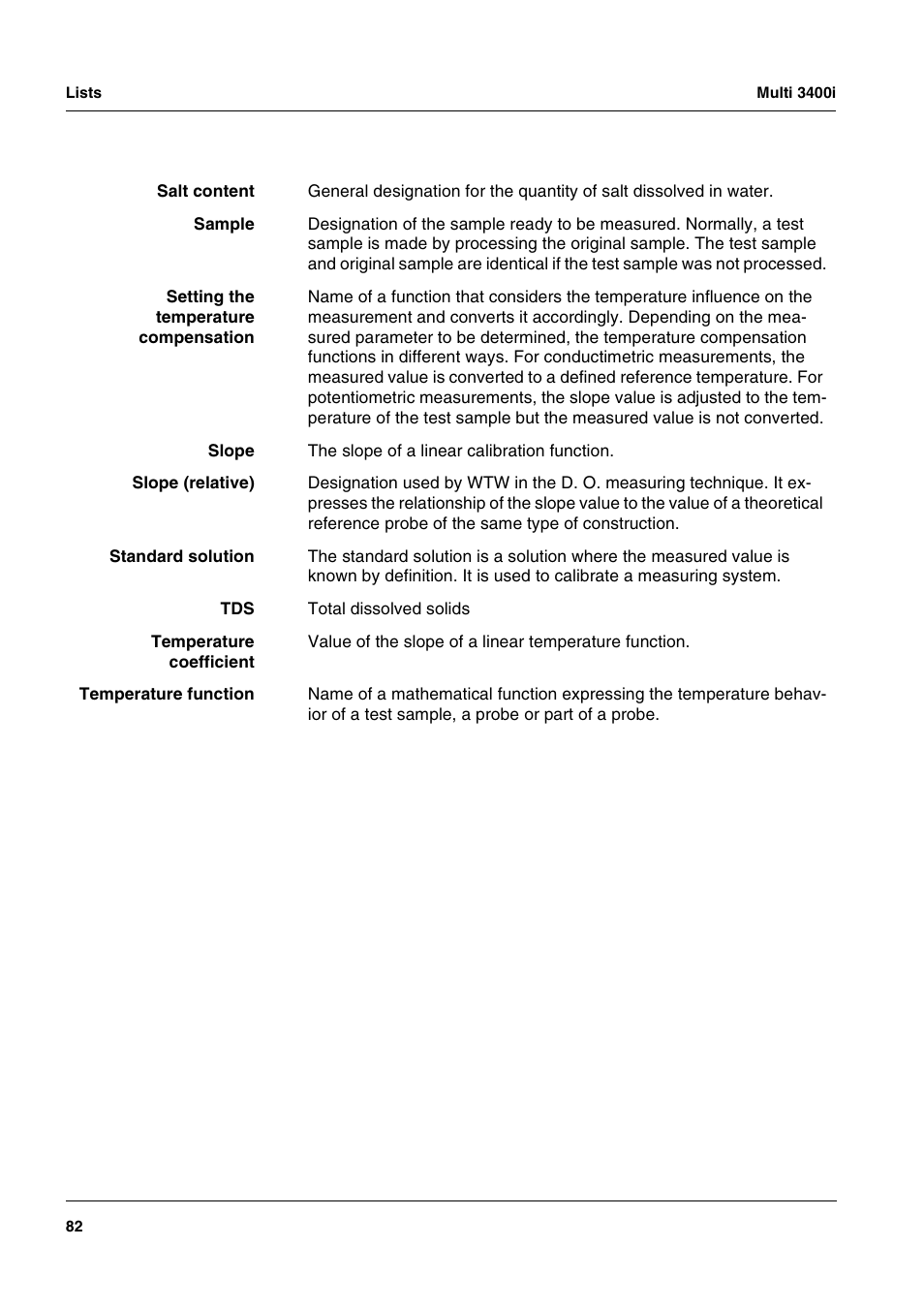 Xylem MULTI 3400 MULTI-PARAMETER METERS User Manual | Page 82 / 85