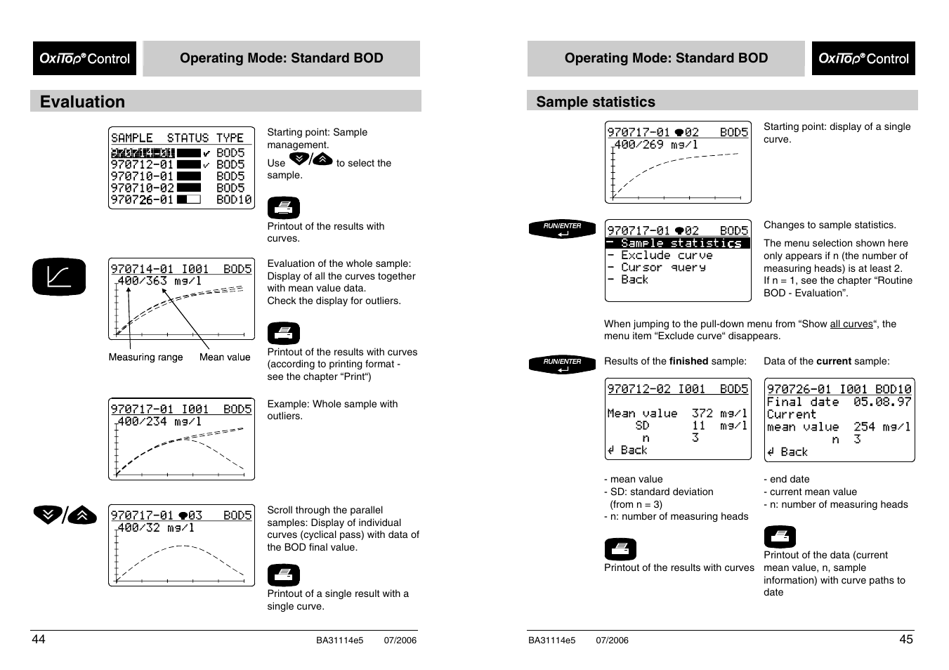 Evaluation | Xylem OxiTopIS OC100 User Manual | Page 44 / 103