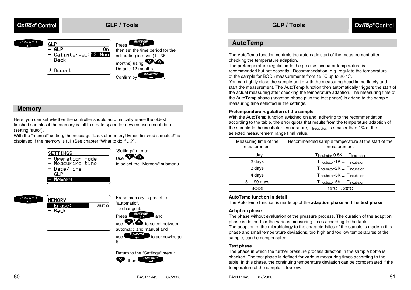 Autotemp | Xylem OxiTopIS OC100 User Manual | Page 61 / 103