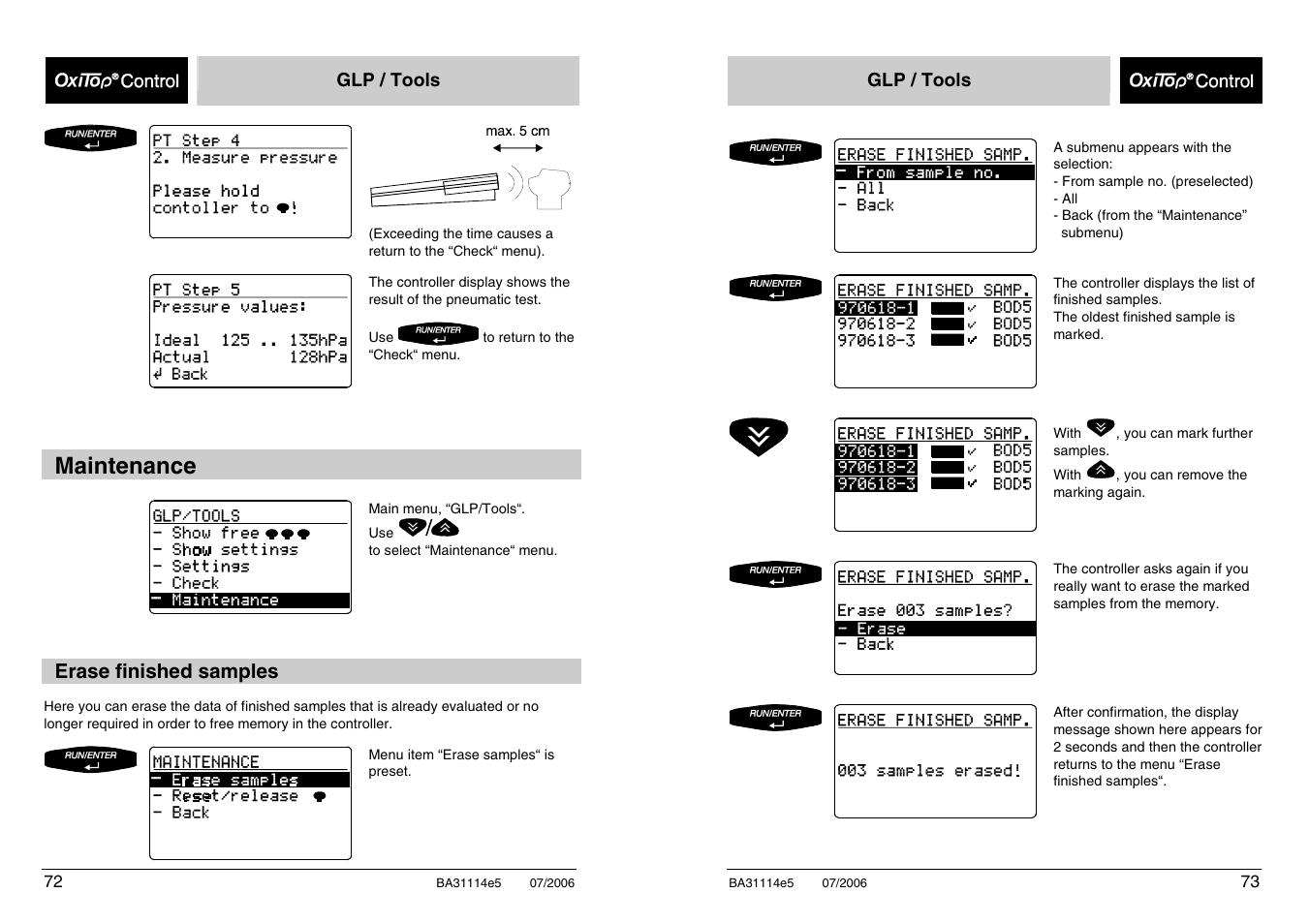 Maintenance | Xylem OxiTopIS OC100 User Manual | Page 72 / 103