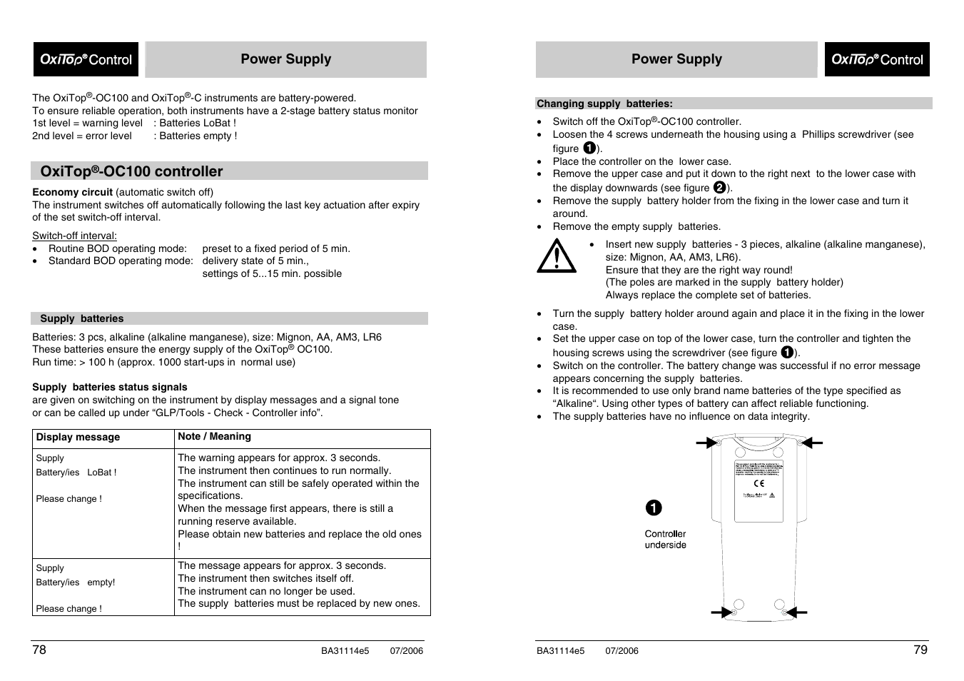 Oxitop, Oc100 controller | Xylem OxiTopIS OC100 User Manual | Page 78 / 103