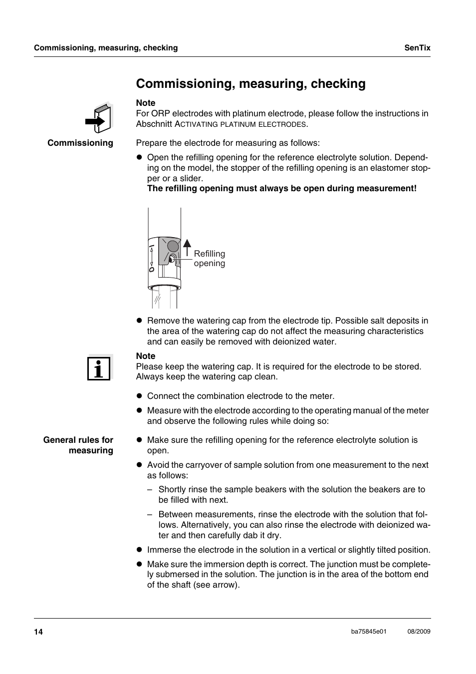 Commissioning, measuring, checking | Xylem Sentix ORP 900 User Manual | Page 4 / 10