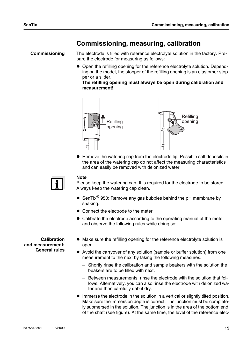 Commissioning, measuring, calibration | Xylem Sentix 980 User Manual | Page 5 / 10