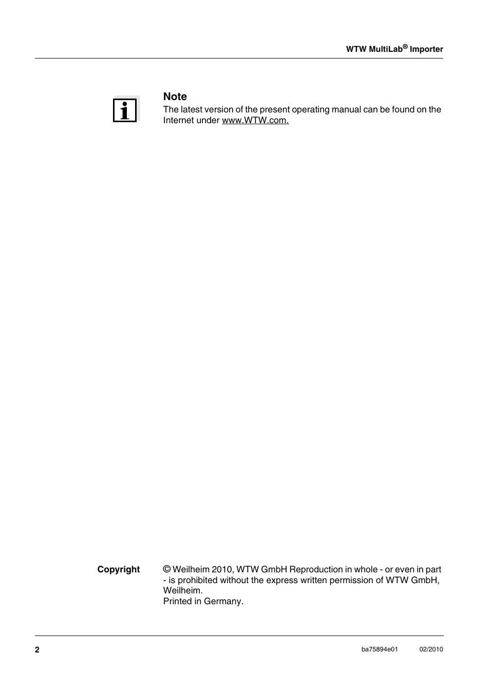 Xylem WTW MultiLab Importer User Manual | Page 2 / 10