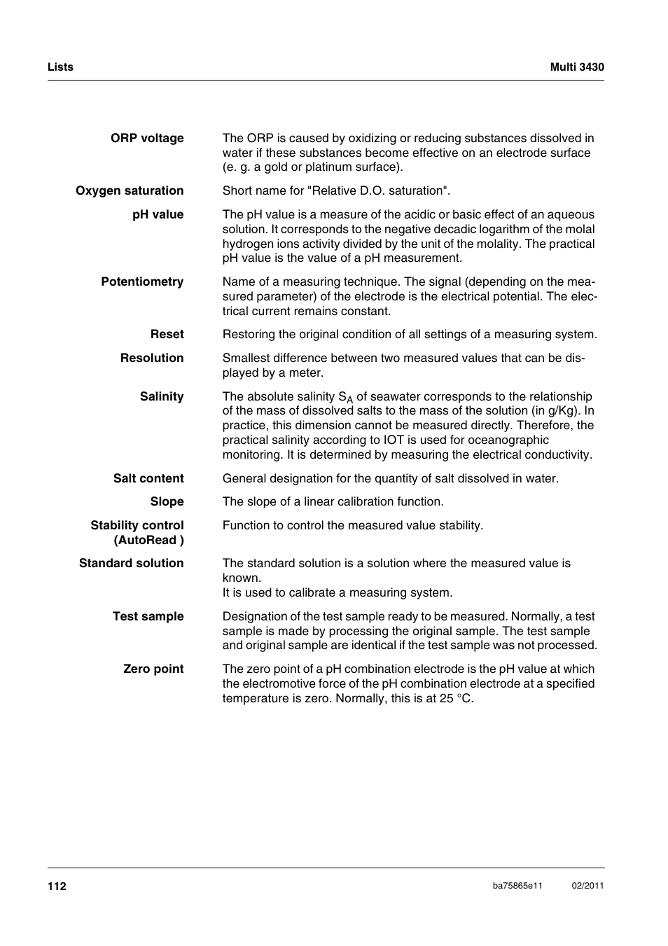 Xylem Multi 3430 User Manual | Page 112 / 118