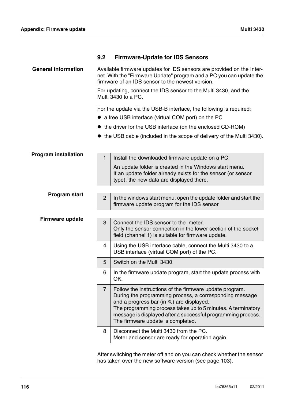 2 firmware-update for ids sensors, Firmware-update for ids sensors | Xylem Multi 3430 User Manual | Page 116 / 118