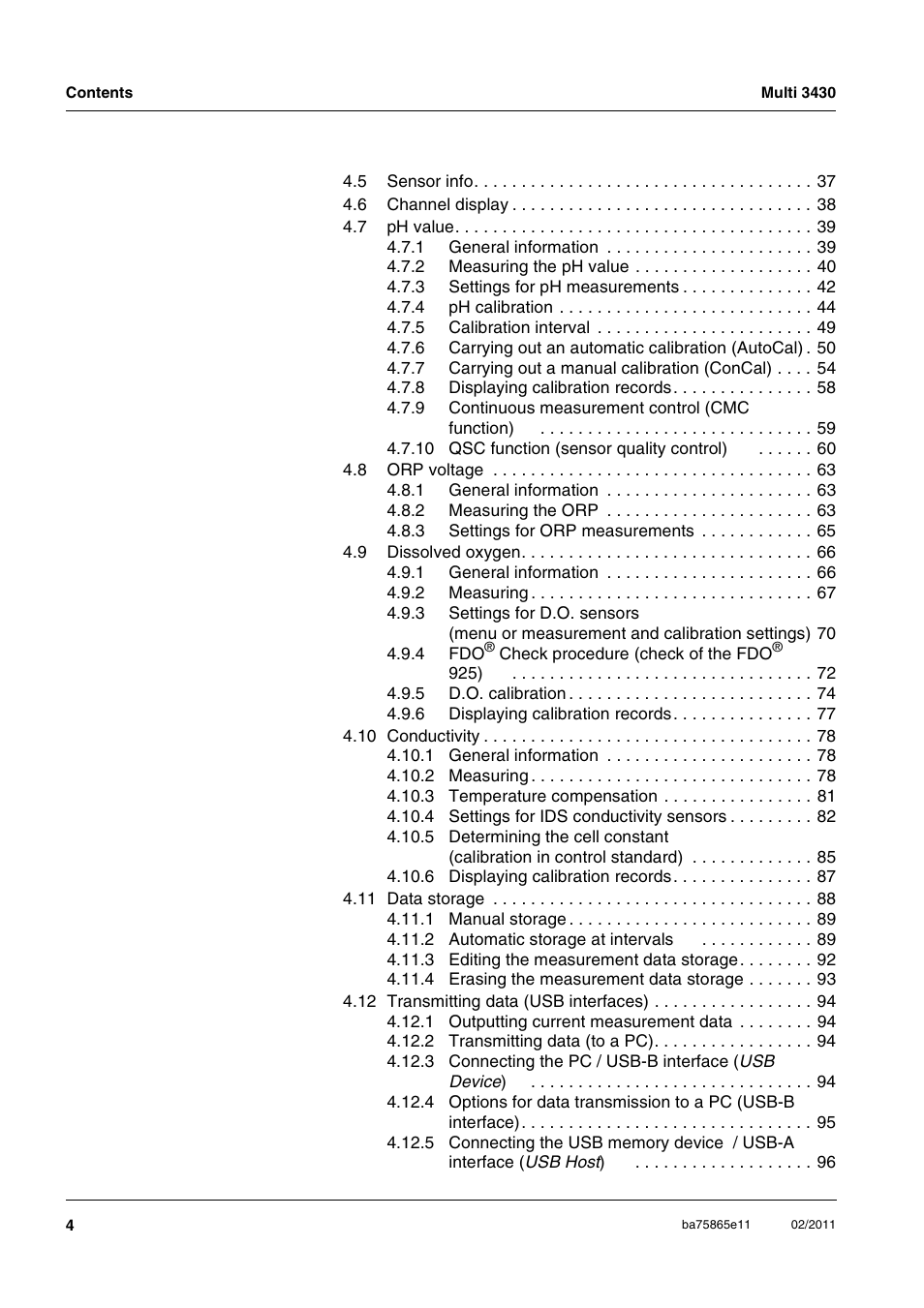 Xylem Multi 3430 User Manual | Page 4 / 118