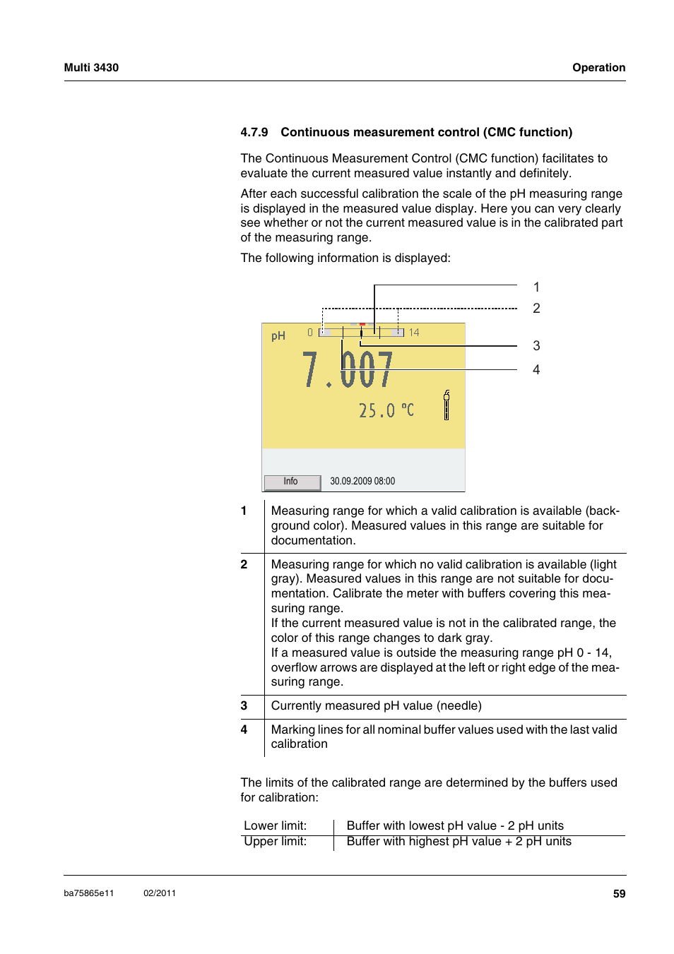 9 continuous measurement control (cmc function), Continuous measurement control (cmc function) | Xylem Multi 3430 User Manual | Page 59 / 118