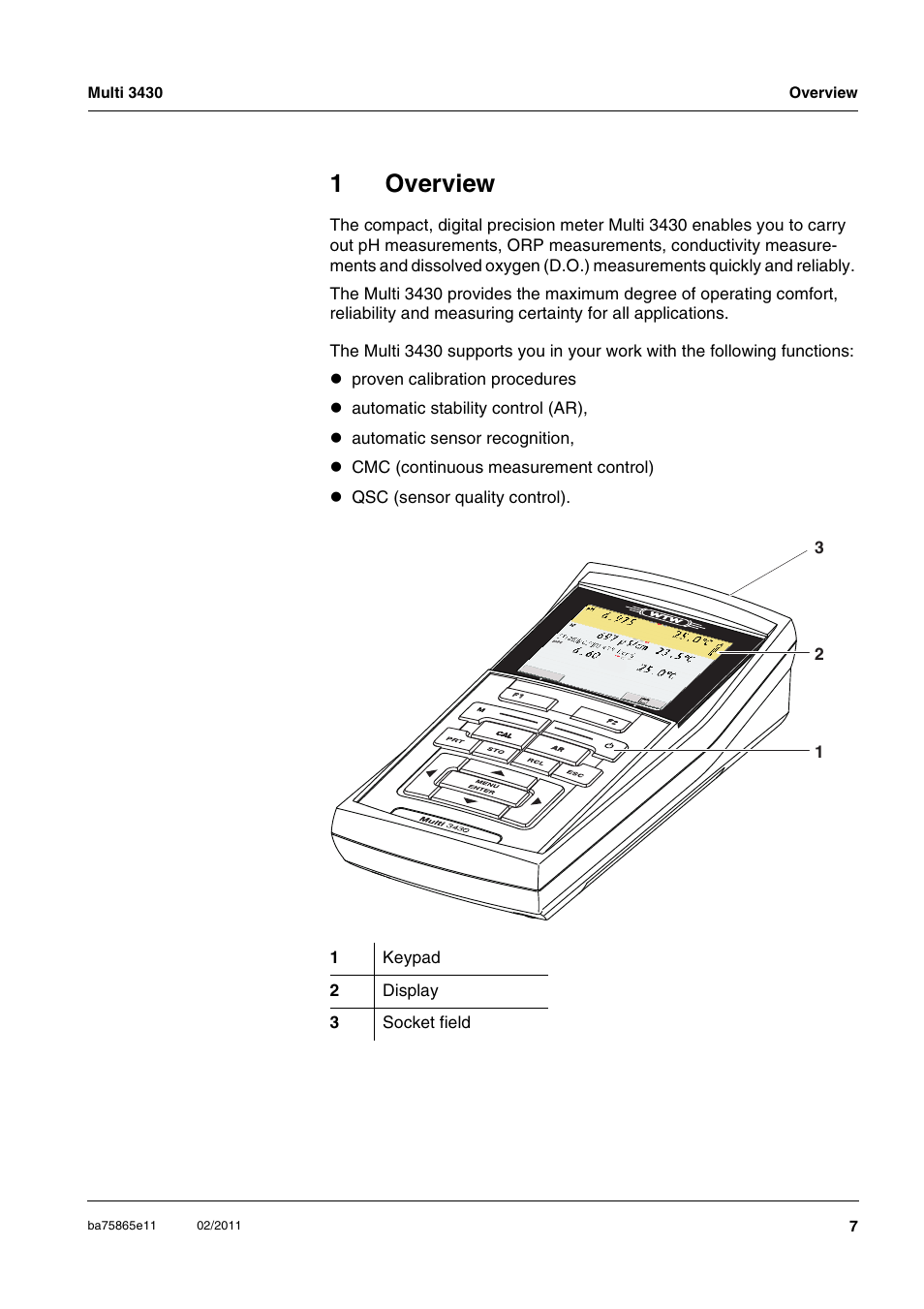 1 overview, Overview, 1overview | Xylem Multi 3430 User Manual | Page 7 / 118