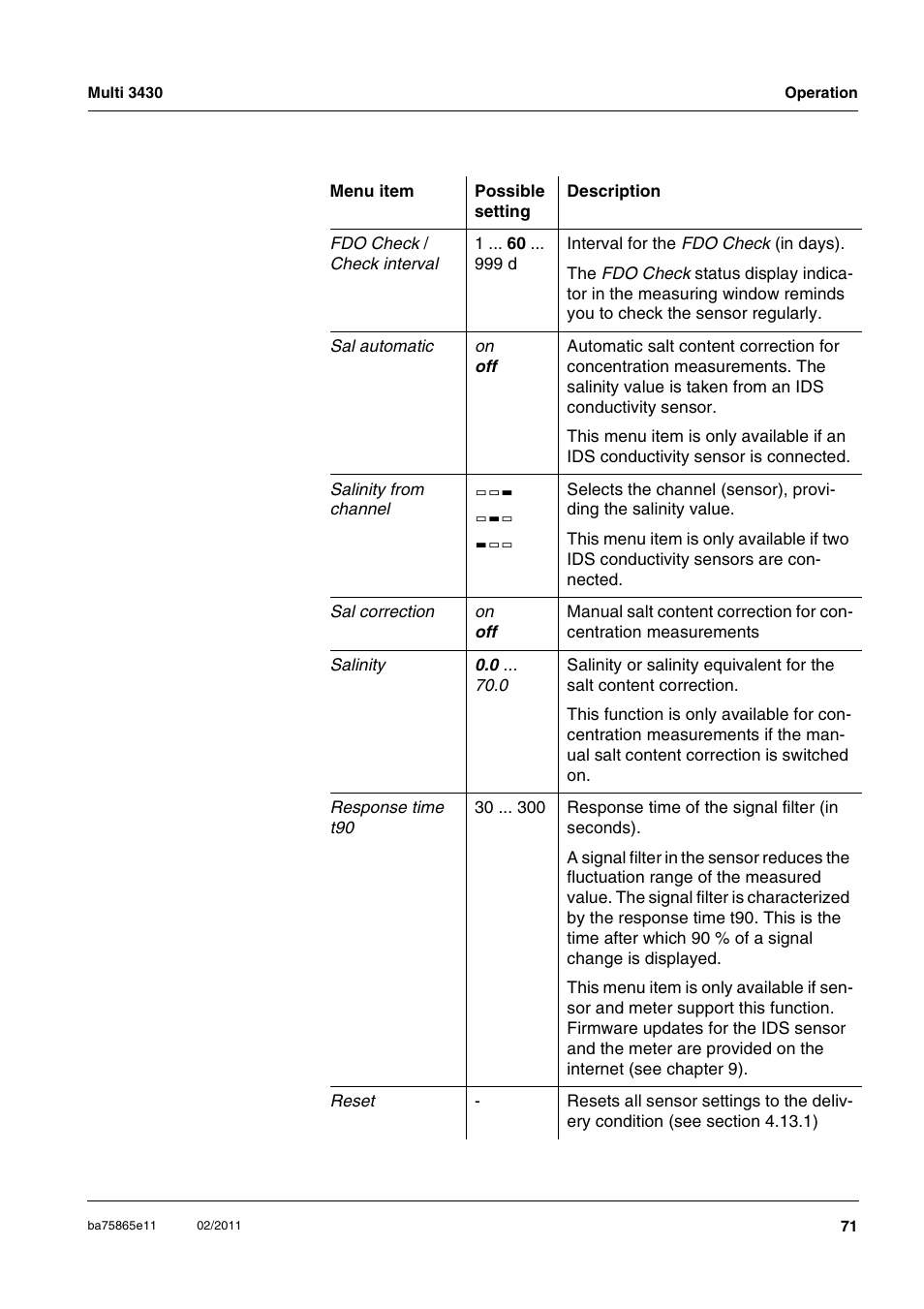 Xylem Multi 3430 User Manual | Page 71 / 118