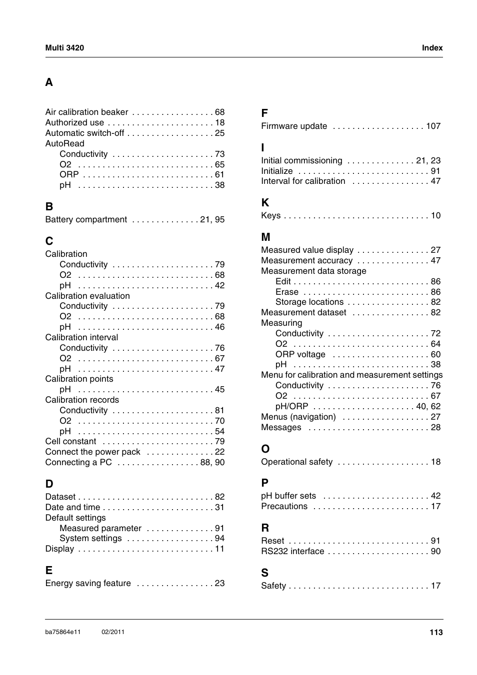 Xylem Multi 3420 User Manual | Page 113 / 118