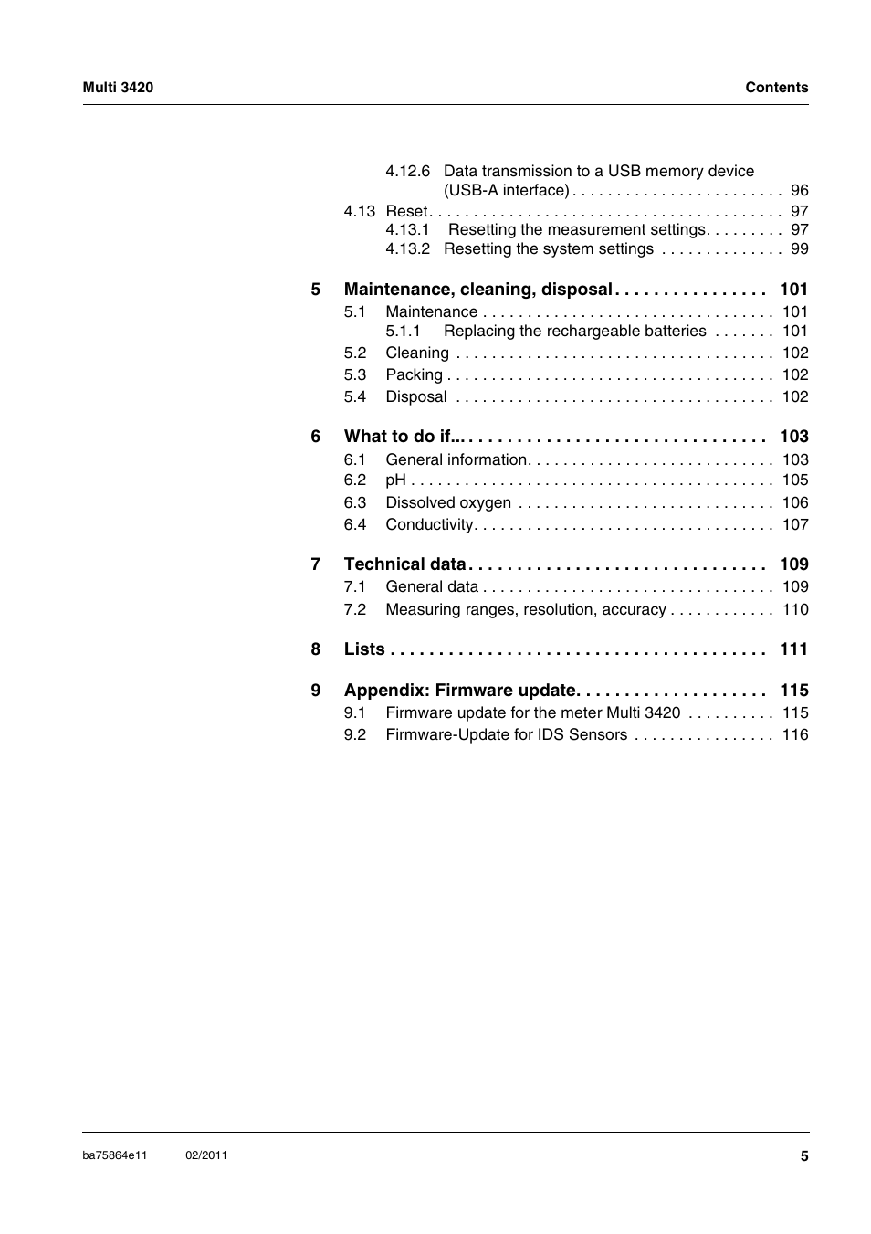 Xylem Multi 3420 User Manual | Page 5 / 118