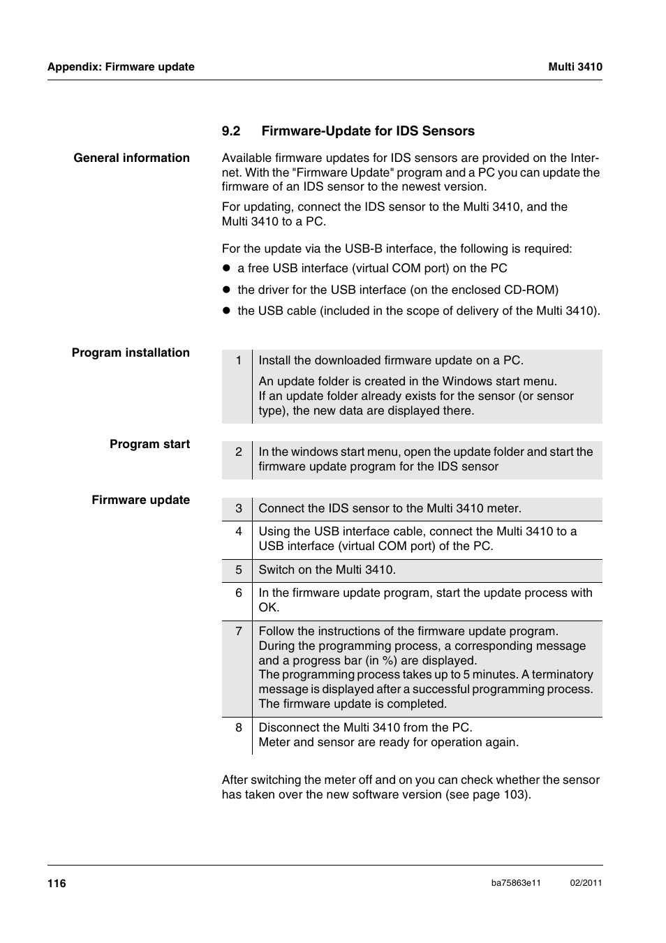 2 firmware-update for ids sensors, Firmware-update for ids sensors | Xylem Multi 3410 User Manual | Page 116 / 118