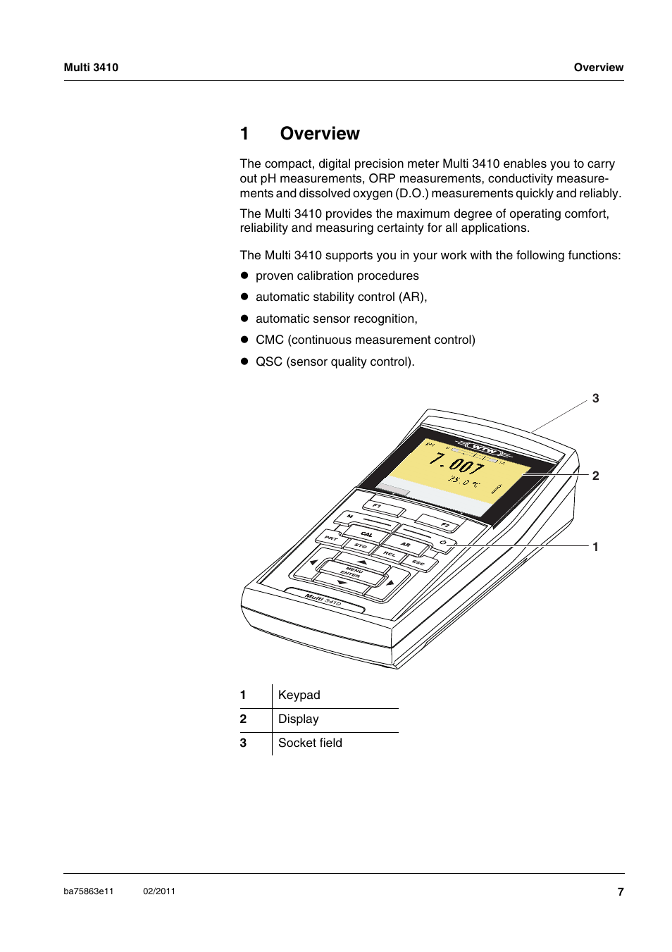 1 overview, Overview, 1overview | Xylem Multi 3410 User Manual | Page 7 / 118