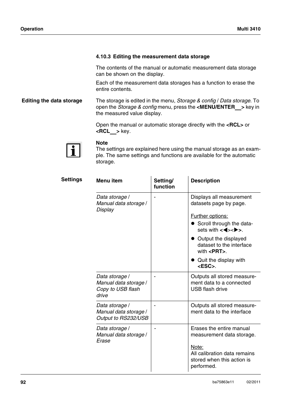 3 editing the measurement data storage | Xylem Multi 3410 User Manual | Page 92 / 118