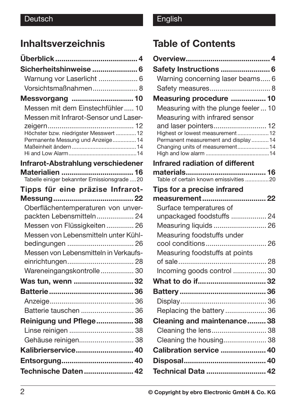 Xylem TLC 730 HANDHELD INFRARED THERMOMETERS User Manual | Page 2 / 44