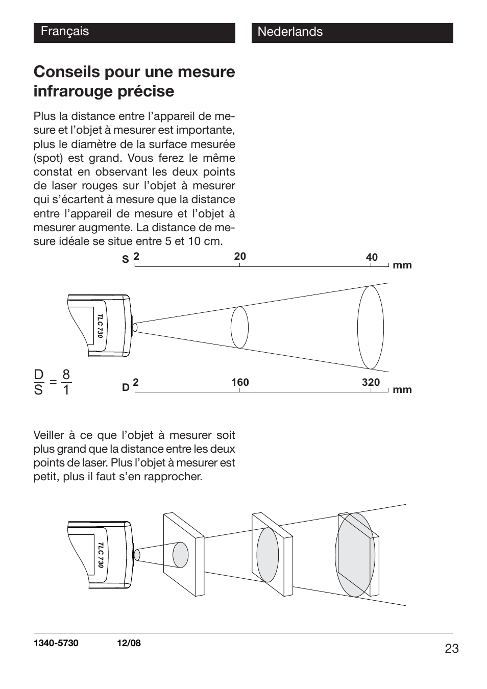Conseils pour une mesure infrarouge précise, D8 s 1 | Xylem TLC 730 HANDHELD INFRARED THERMOMETERS User Manual | Page 23 / 44