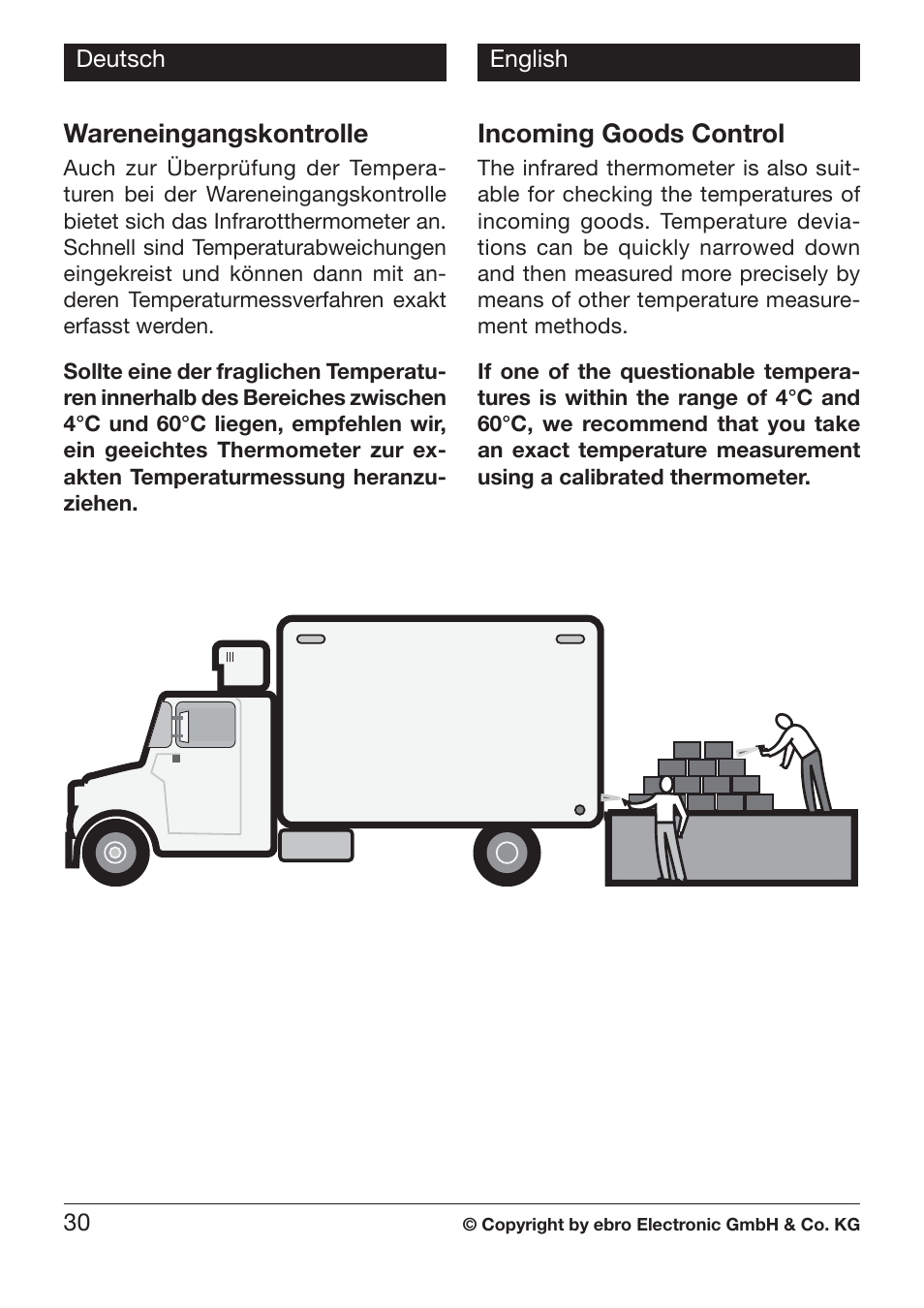 Wareneingangskontrolle, Incoming goods control | Xylem TLC 730 HANDHELD INFRARED THERMOMETERS User Manual | Page 30 / 44