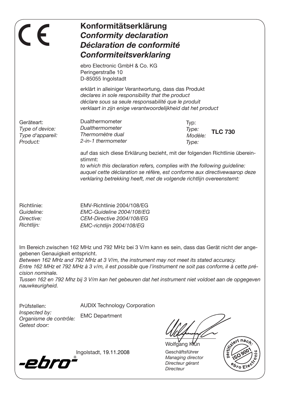 Xylem TLC 730 HANDHELD INFRARED THERMOMETERS User Manual | Page 44 / 44