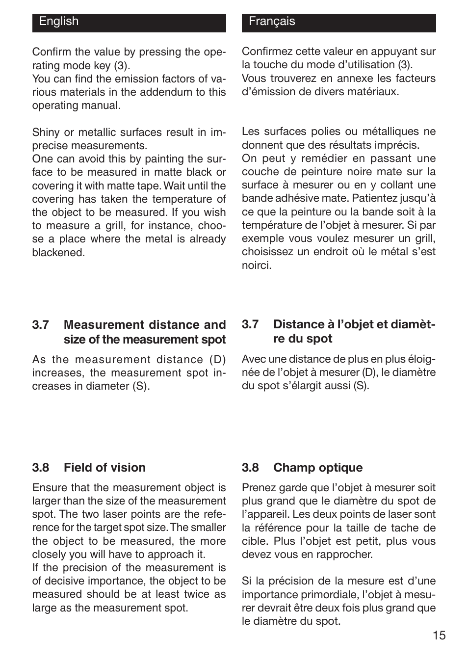 Xylem TFI 550 NON-CONTACT THERMOMETERS User Manual | Page 15 / 36
