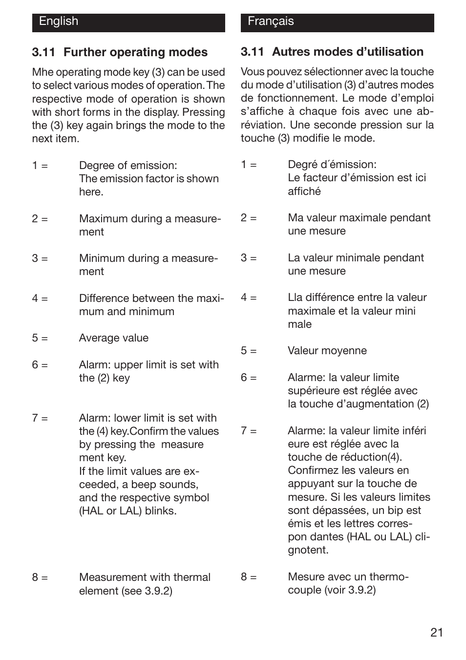 Xylem TFI 550 NON-CONTACT THERMOMETERS User Manual | Page 21 / 36