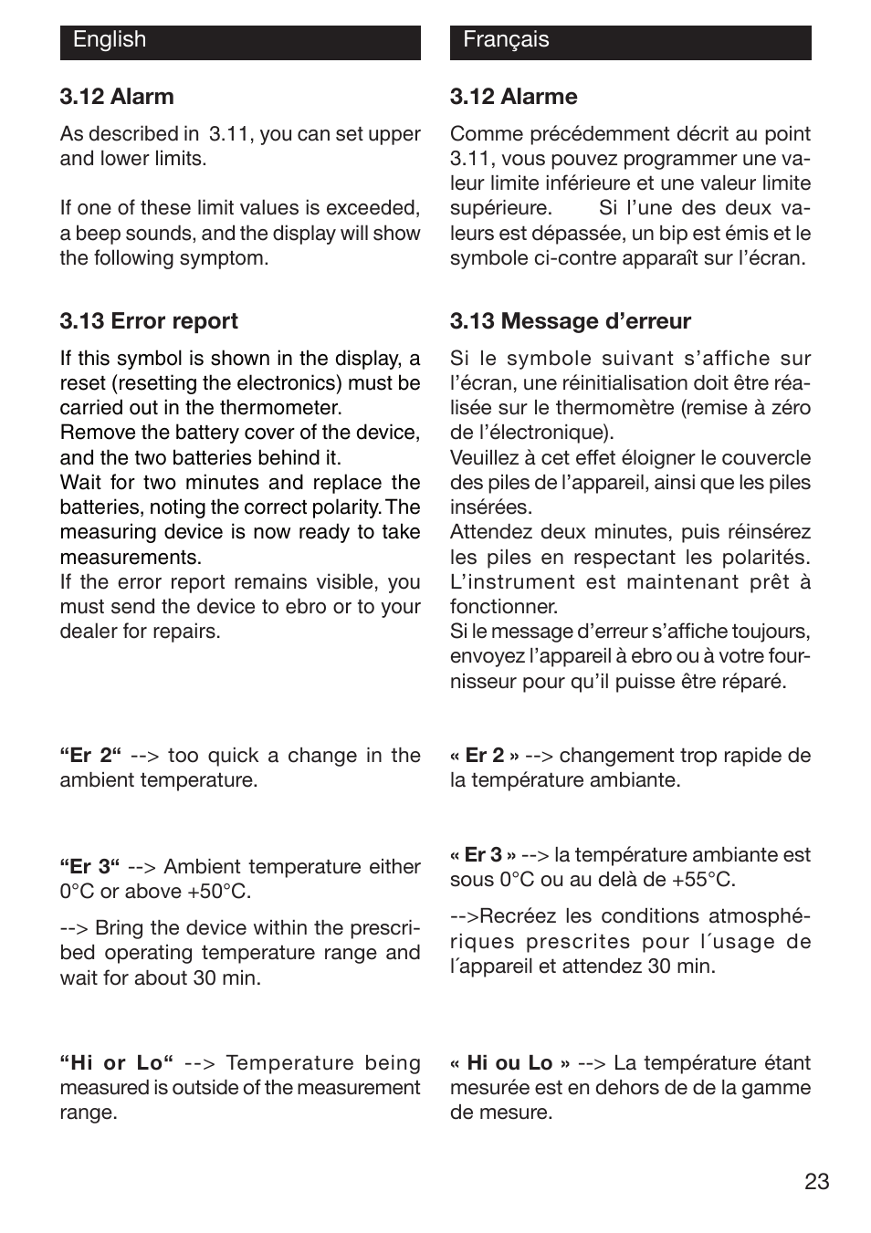 Xylem TFI 550 NON-CONTACT THERMOMETERS User Manual | Page 23 / 36