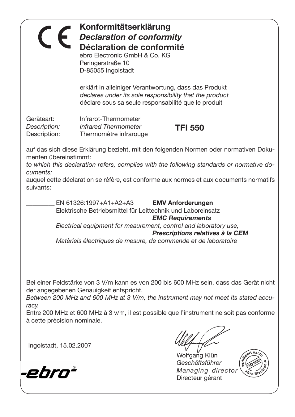 Tfi 550 | Xylem TFI 550 NON-CONTACT THERMOMETERS User Manual | Page 36 / 36