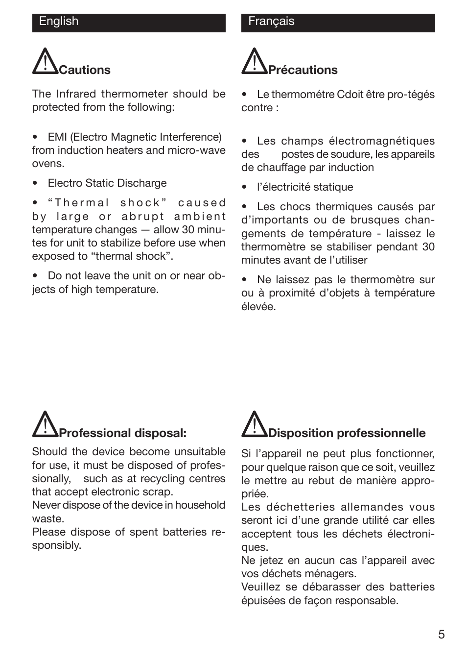 Xylem TFI 550 NON-CONTACT THERMOMETERS User Manual | Page 5 / 36