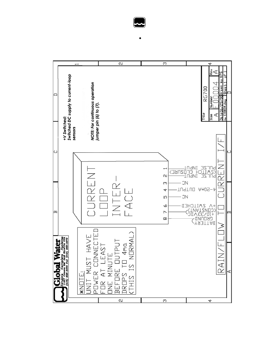 X. appendix a: rg700 terminal diagram, Global water | Xylem RG700 4-20 mA Output Module User Manual | Page 7 / 7