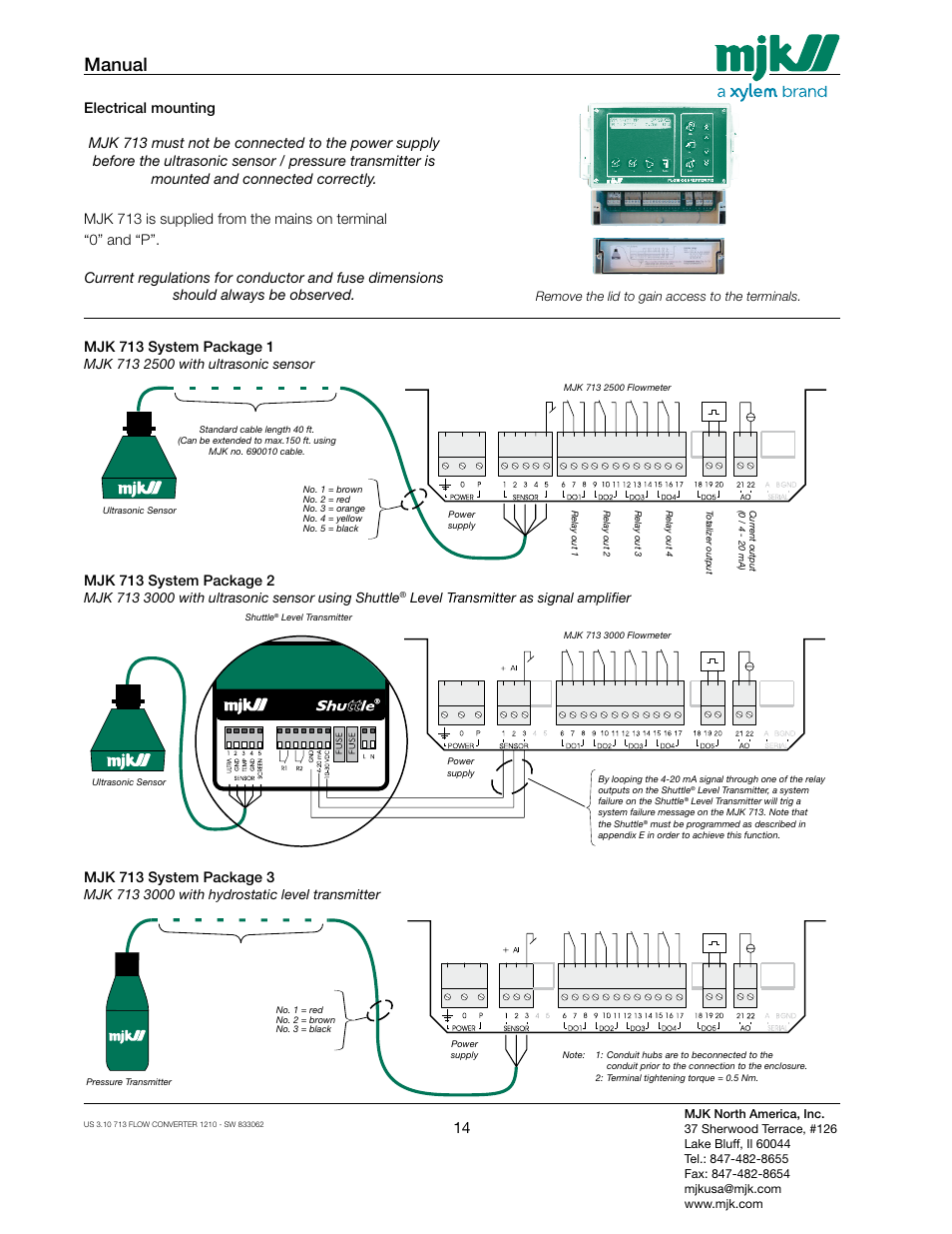 Manual, Level transmitter as signal amplifier | Xylem MJK 713 Open Channel Flowmeter User Manual | Page 14 / 40