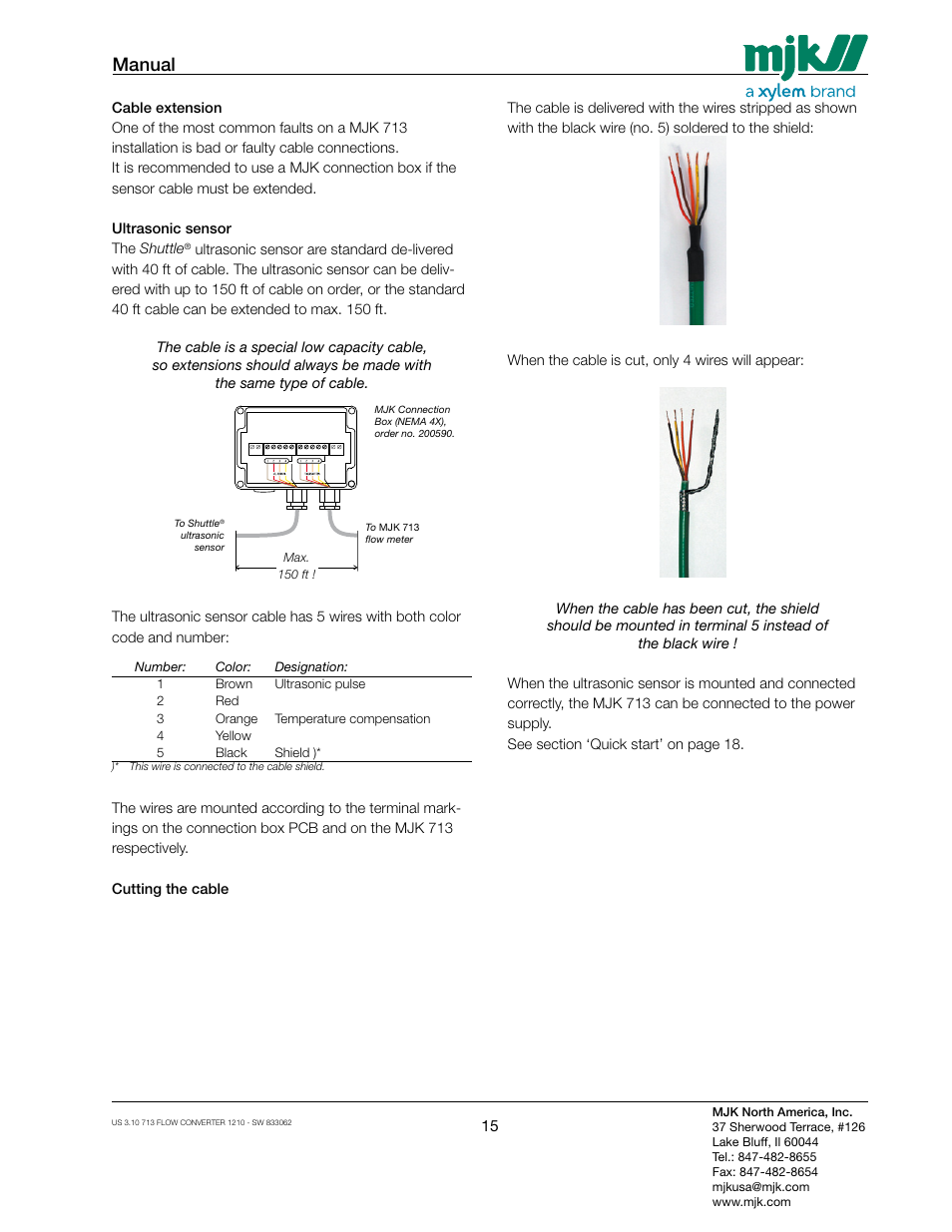 Manual | Xylem MJK 713 Open Channel Flowmeter User Manual | Page 15 / 40