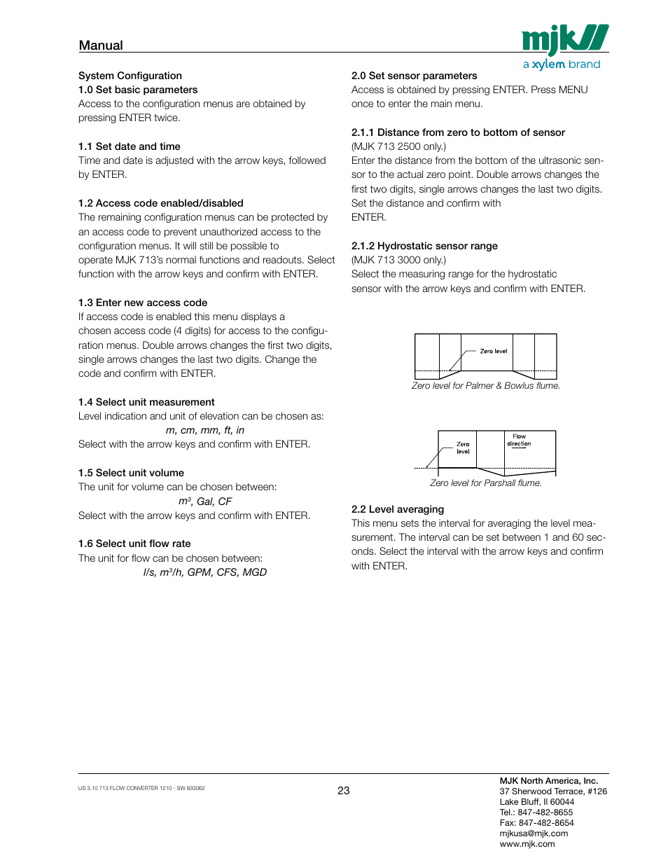 Manual | Xylem MJK 713 Open Channel Flowmeter User Manual | Page 23 / 40