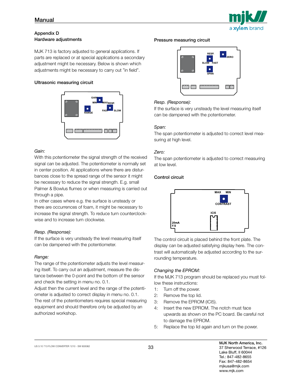 Manual | Xylem MJK 713 Open Channel Flowmeter User Manual | Page 33 / 40