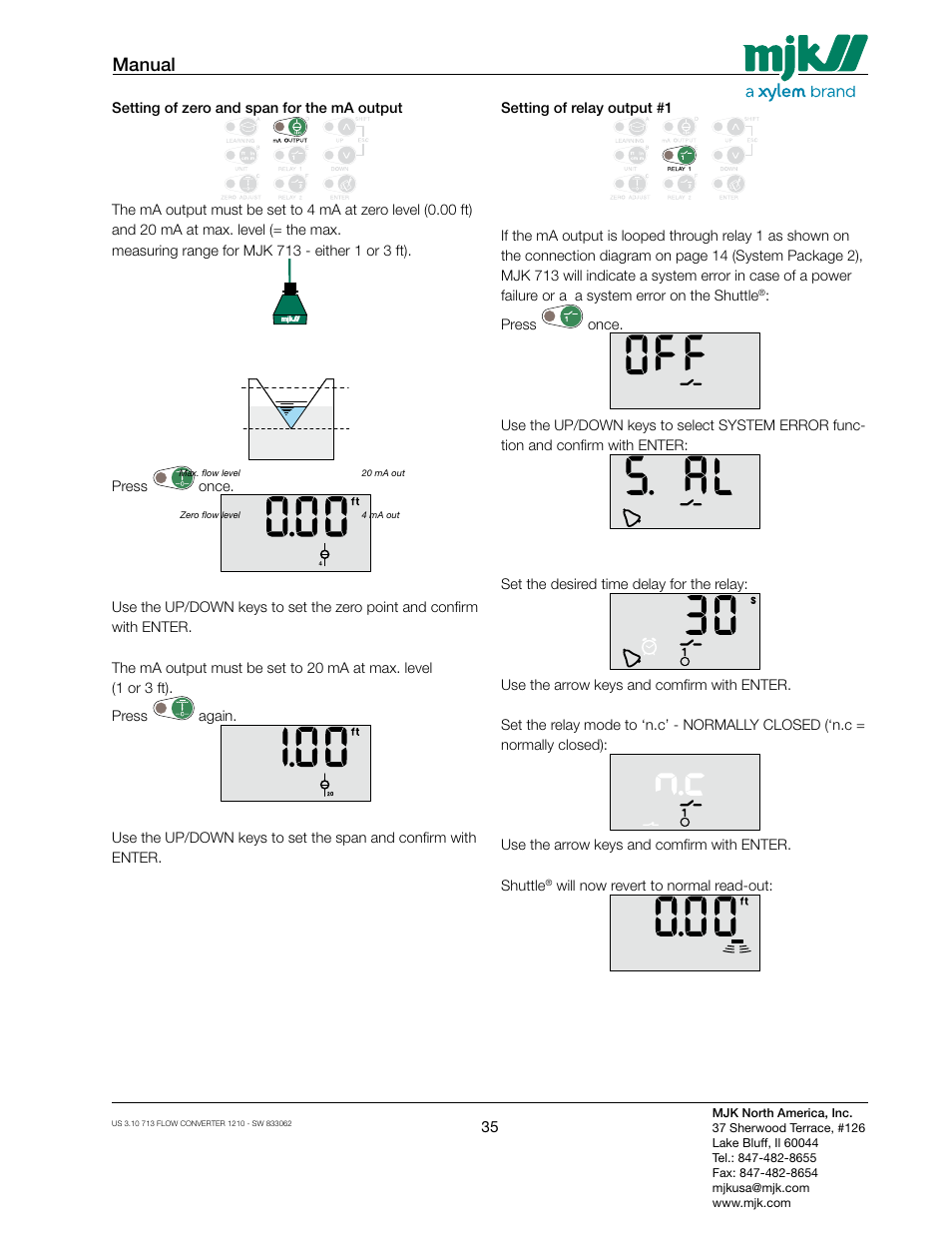 Manual | Xylem MJK 713 Open Channel Flowmeter User Manual | Page 35 / 40