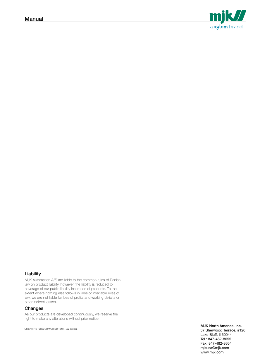 Manual | Xylem MJK 713 Open Channel Flowmeter User Manual | Page 40 / 40