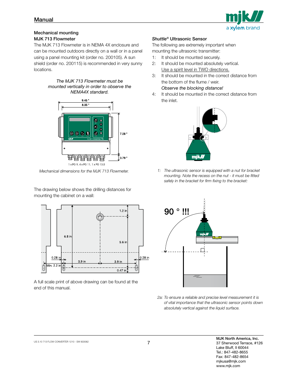 Manual | Xylem MJK 713 Open Channel Flowmeter User Manual | Page 7 / 40