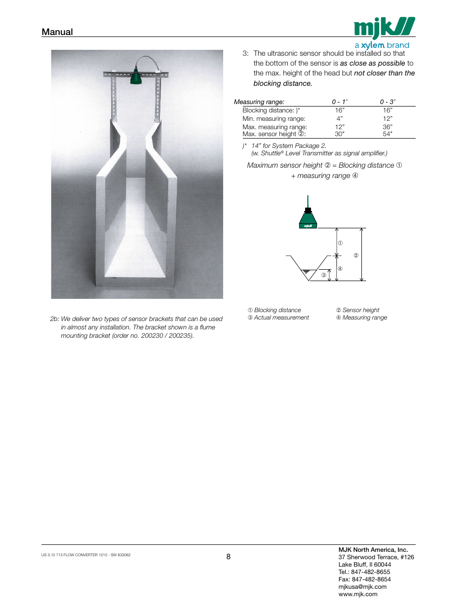 Manual | Xylem MJK 713 Open Channel Flowmeter User Manual | Page 8 / 40