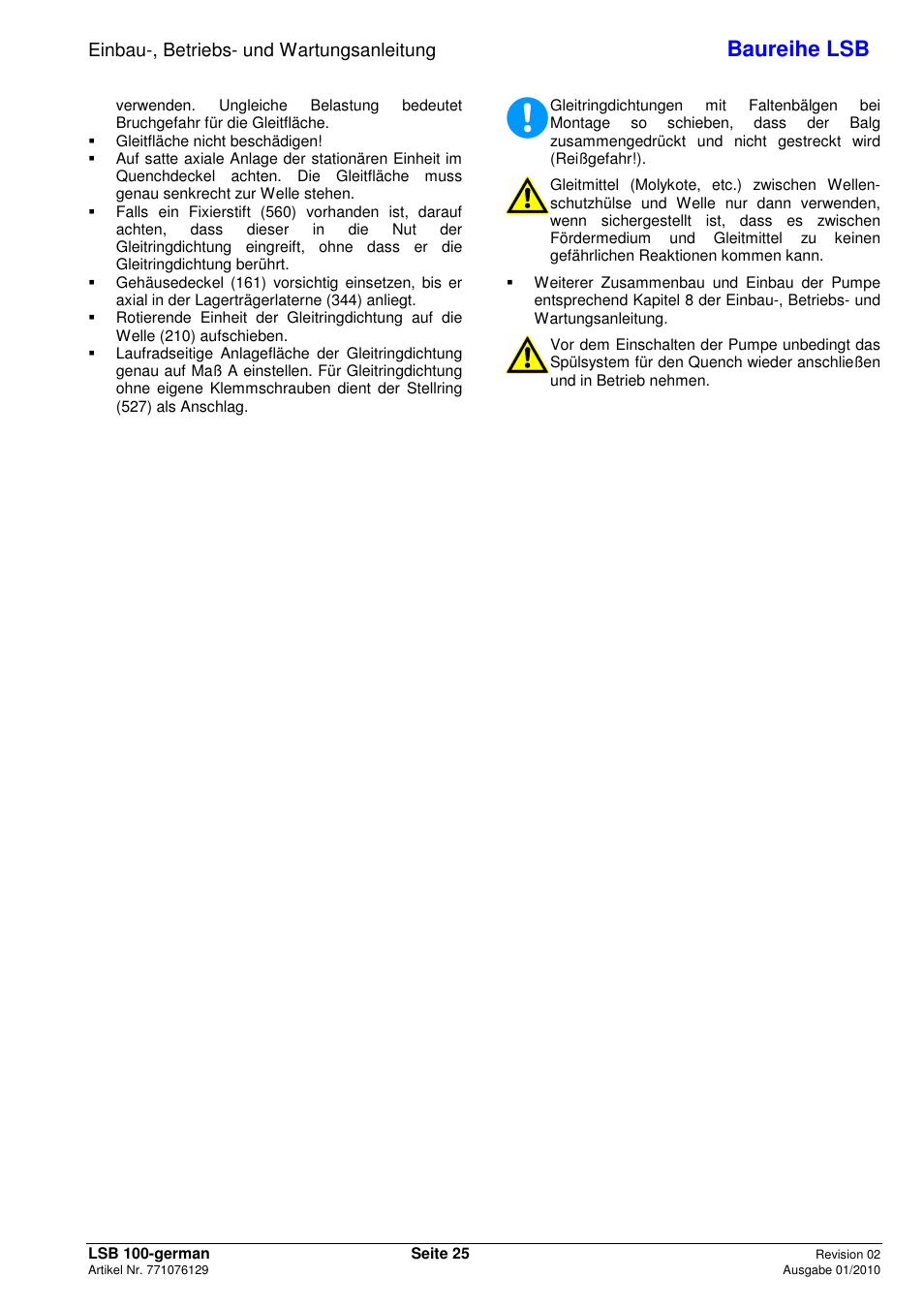Baureihe lsb, Einbau-, betriebs- und wartungsanleitung | Xylem LSB User Manual | Page 29 / 108