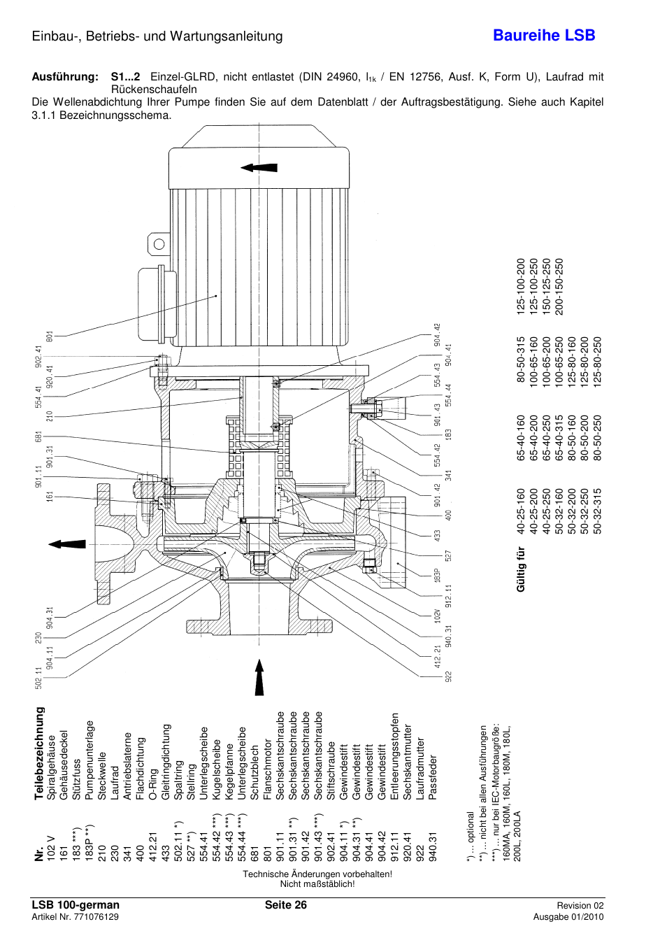 Baureihe lsb, Einbau-, betriebs- und wartungsanleitung | Xylem LSB User Manual | Page 30 / 108
