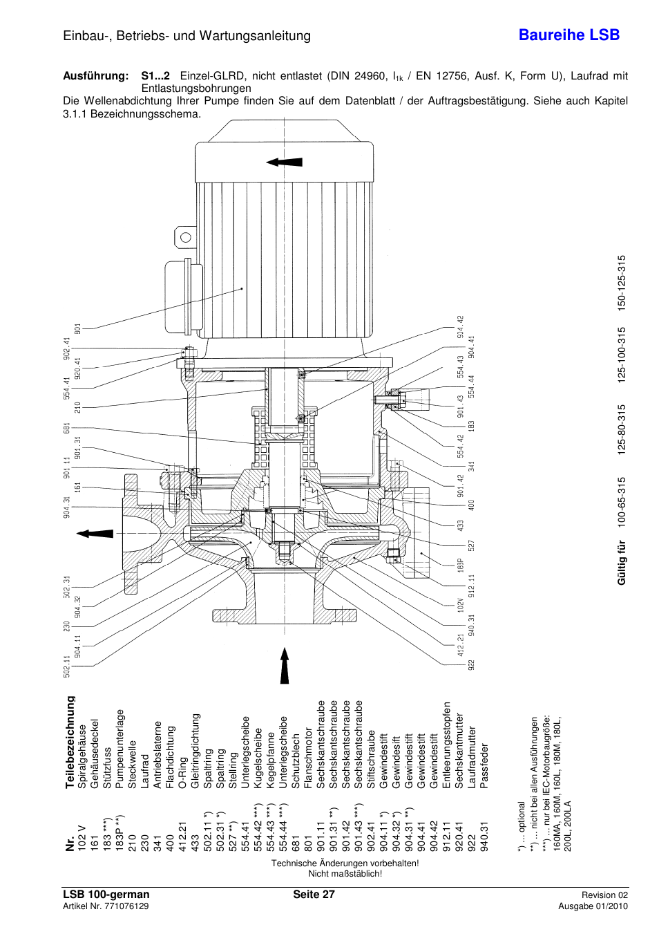 Baureihe lsb, Einbau-, betriebs- und wartungsanleitung | Xylem LSB User Manual | Page 31 / 108