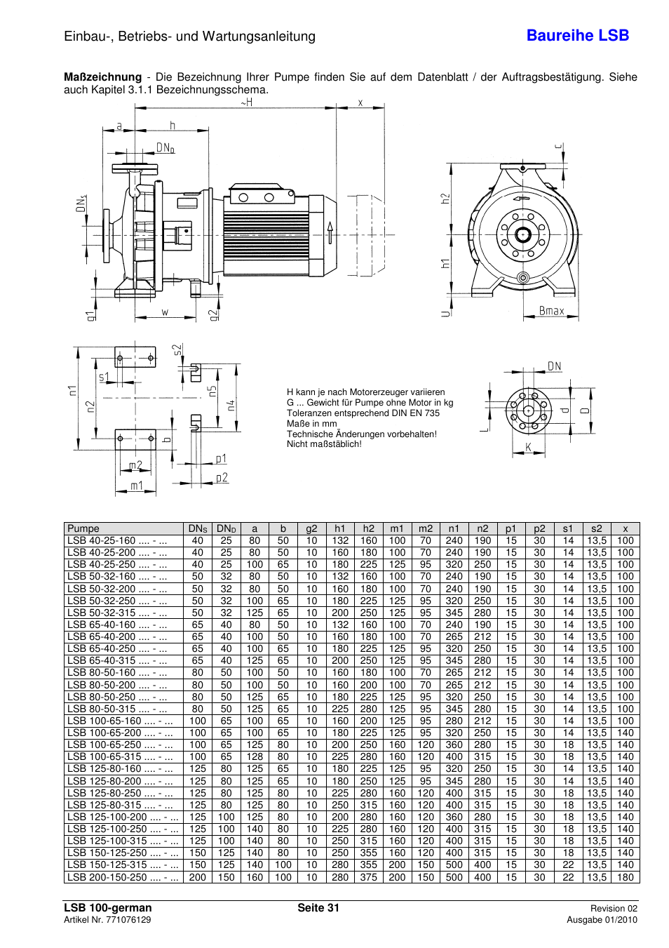 Baureihe lsb, Einbau-, betriebs- und wartungsanleitung | Xylem LSB User Manual | Page 35 / 108