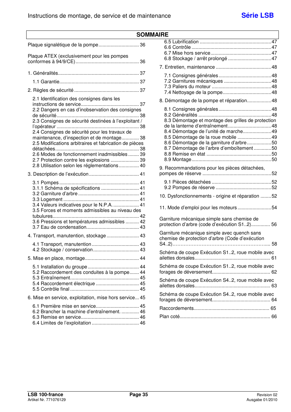 Série lsb | Xylem LSB User Manual | Page 39 / 108