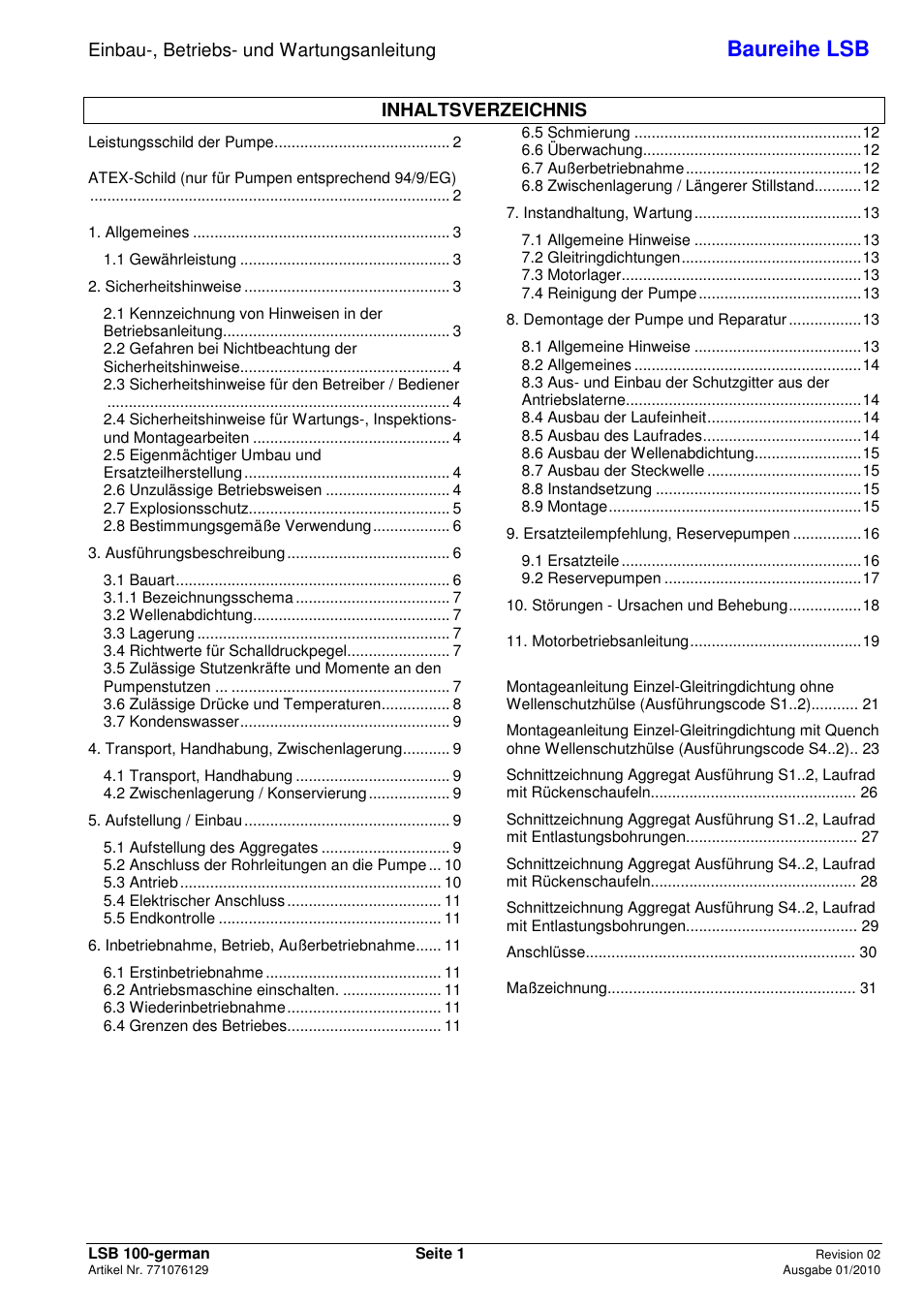 Xylem LSB User Manual | Page 5 / 108