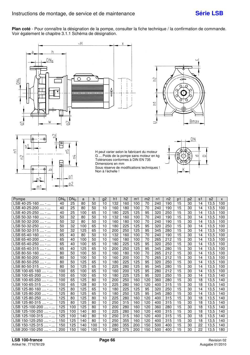 Série lsb | Xylem LSB User Manual | Page 70 / 108