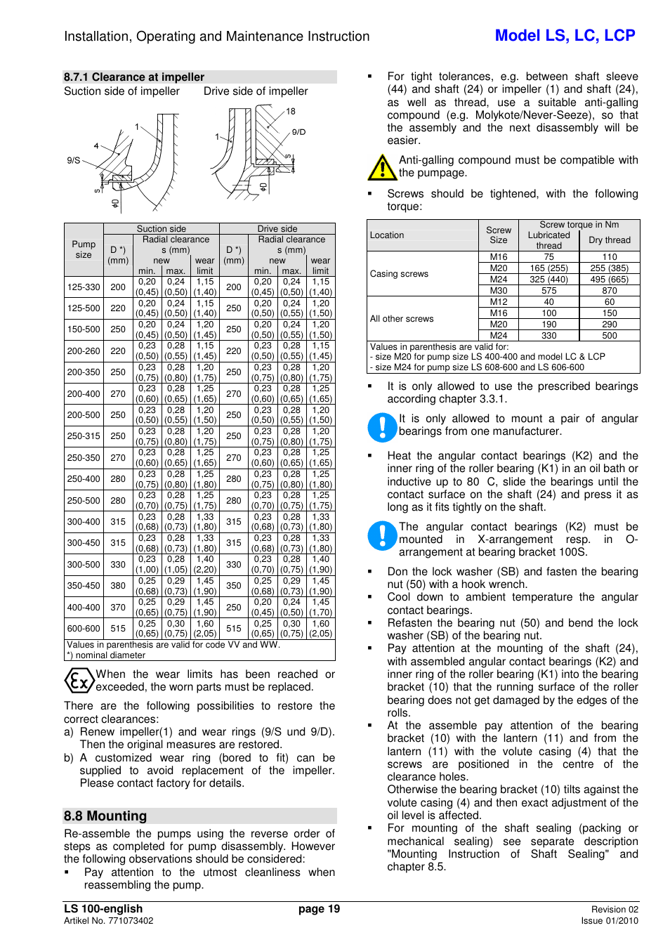 Model ls, lc, lcp, 8 mounting | Xylem LCP User Manual | Page 21 / 23
