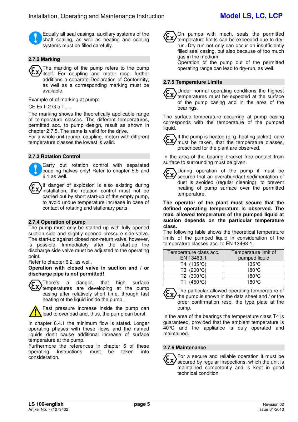 Model ls, lc, lcp | Xylem LCP User Manual | Page 7 / 23