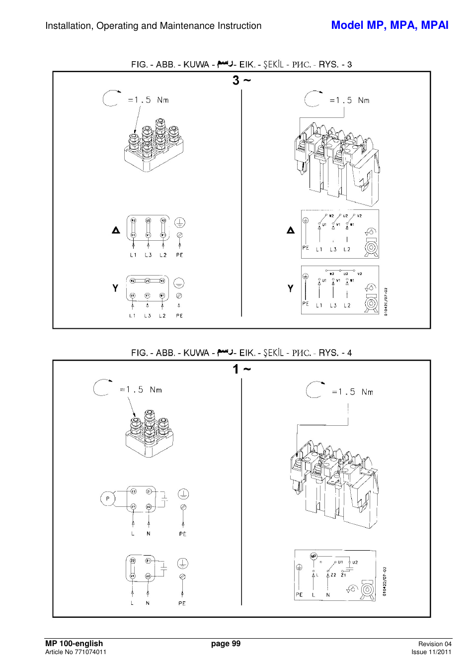 Model mp, mpa, mpai | Xylem MPAI User Manual | Page 103 / 135