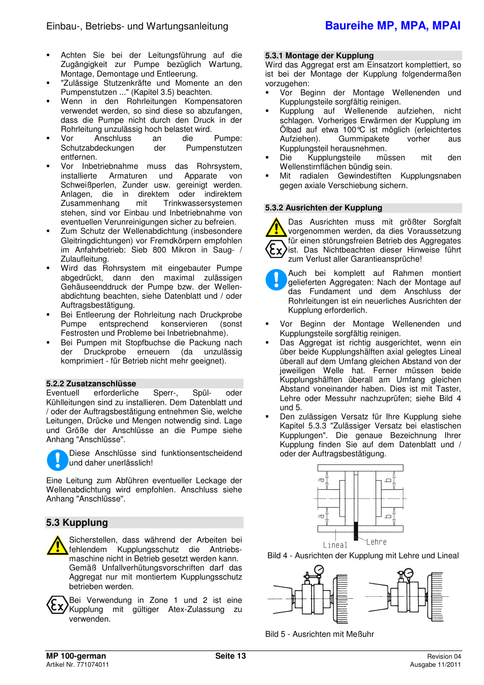 Baureihe mp, mpa, mpai, Einbau-, betriebs- und wartungsanleitung, 3 kupplung | Xylem MPAI User Manual | Page 17 / 135