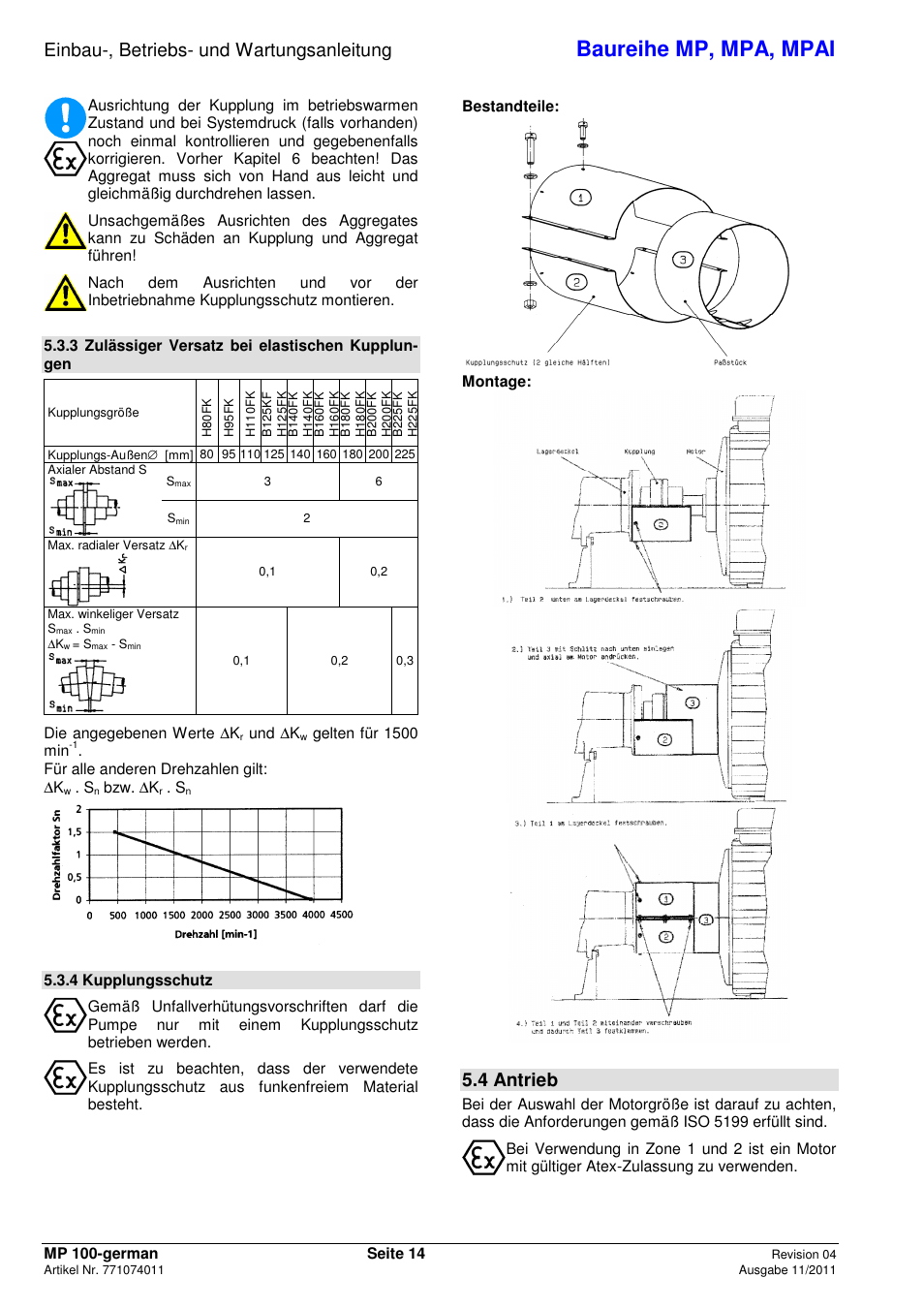 Baureihe mp, mpa, mpai, Einbau-, betriebs- und wartungsanleitung, 4 antrieb | Xylem MPAI User Manual | Page 18 / 135